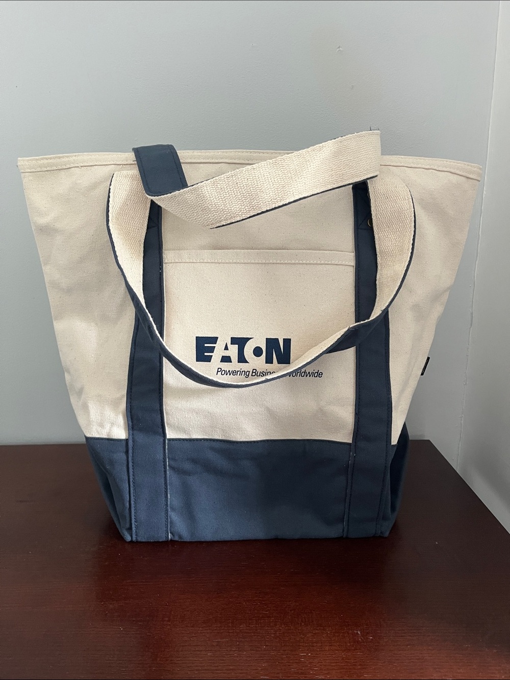 NEW!! Canvas Tote in Cream and Navy